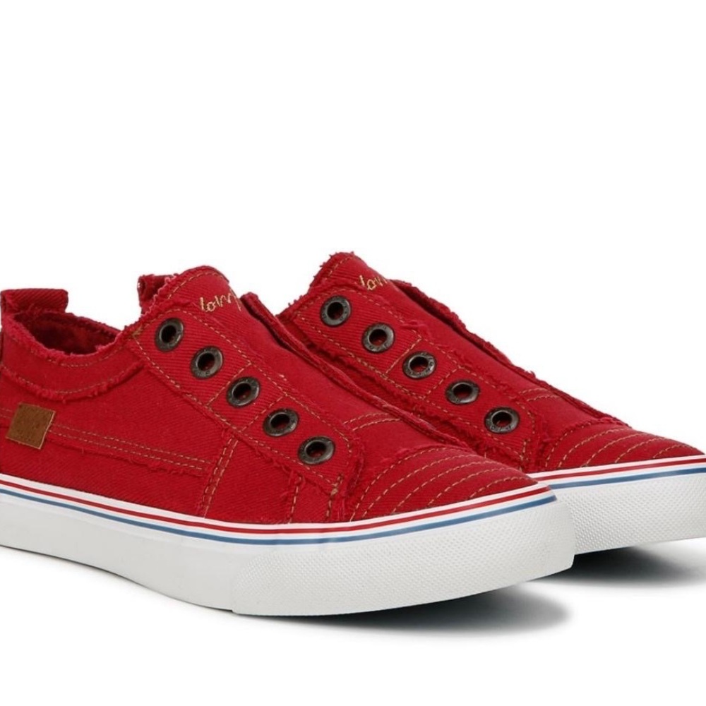 Vibrant Red and White Moccasins with Canvas Upper